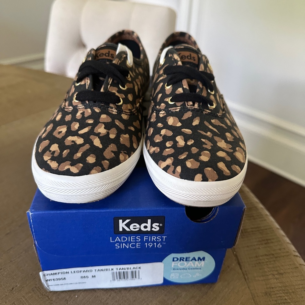 NWT Keds Champion Leopard Tan Black Sneakers Tennis Shoes 8.5 - Picture 6 of 9